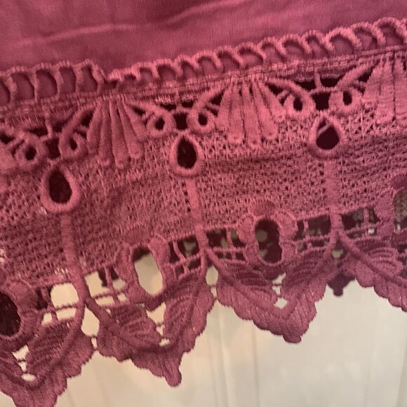 Iris Basic American LA XL Scoop Neck Crotchet Short Sleeve  And Hem Plum Purple - Picture 7 of 11